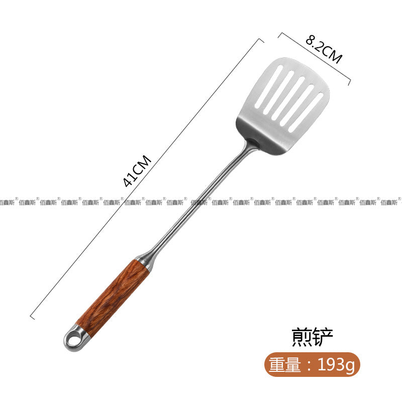 304 stainless steel pot, spatula, kitchenware, pear wooden handle, kitchenware set, spatula, colander, frying spatula, full set of cooking tools