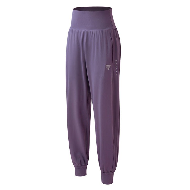 New running sweatpants women's spring and summer quick-drying loose back waist zipper pocket outdoor fitness leggings yoga trousers