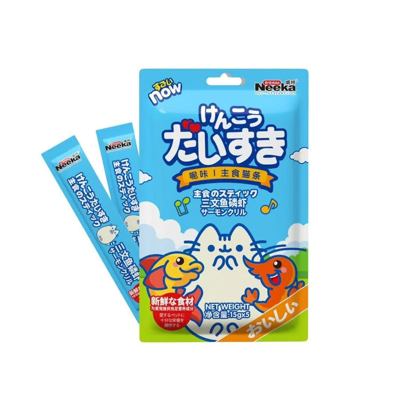 Nica cat strips full price staple food cat strips adult cat kitten cat meat puree wet food pack cat snacks 15g * 5 greedy