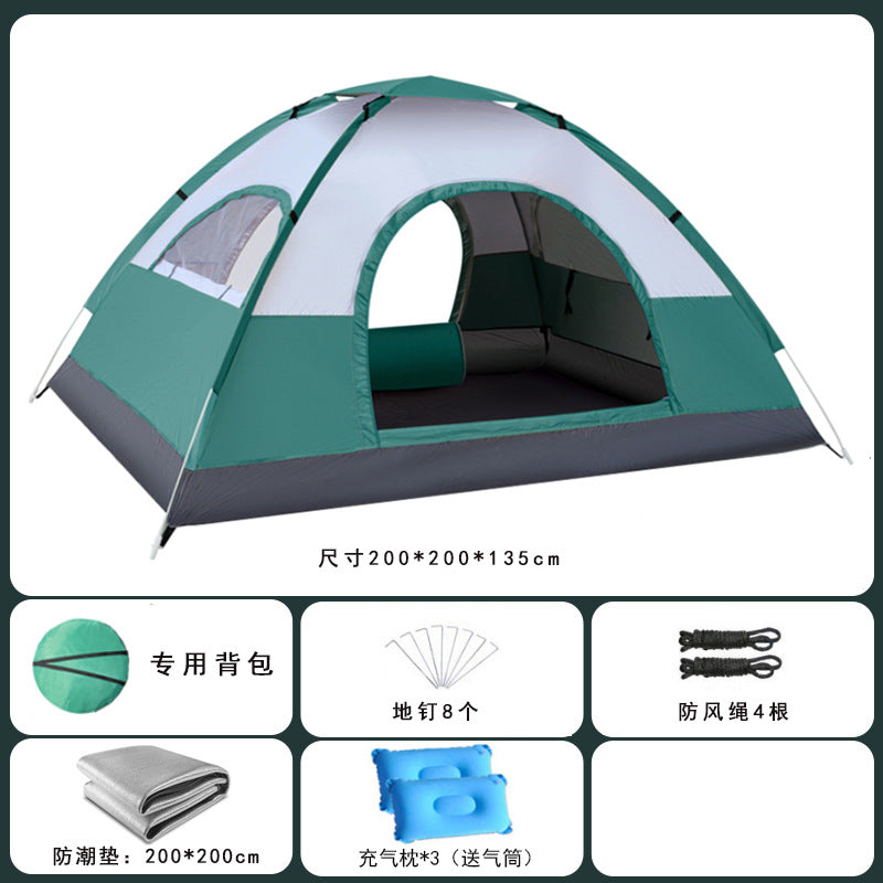 Tent outdoor 2 people camping Thickened equipment Portable automatic pop-up 3-4 people camping Outdoor rain protection Beach sun protection