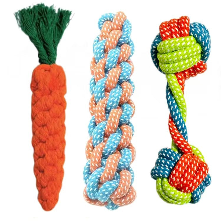 Dog Grinding Tooth Bite-resistant Cotton Rope Toy Small and Medium-sized Dog Dog Toy Knot Toy Frisbee Set Pet Supplies