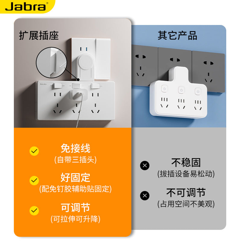 Wire-free direct plug-in wall expansion socket Porous expansion plug One-turn multi-plug converter socket panel