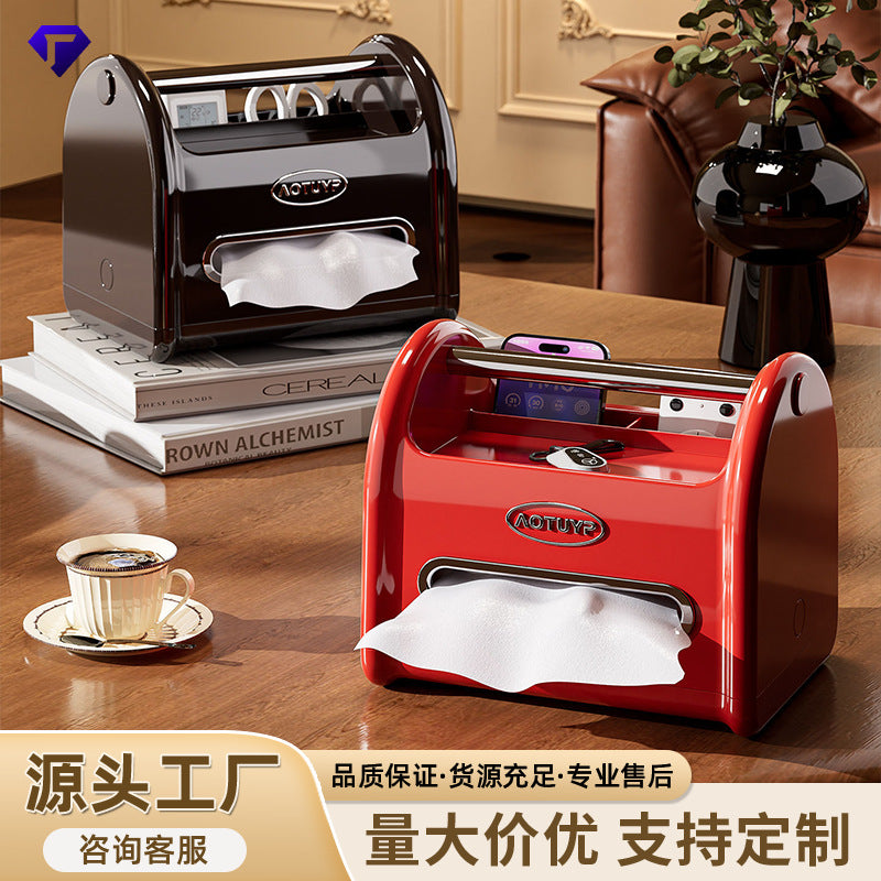 Household living room tissue box ornament remote control storage box creative multi-function light luxury coffee table high value pumping carton