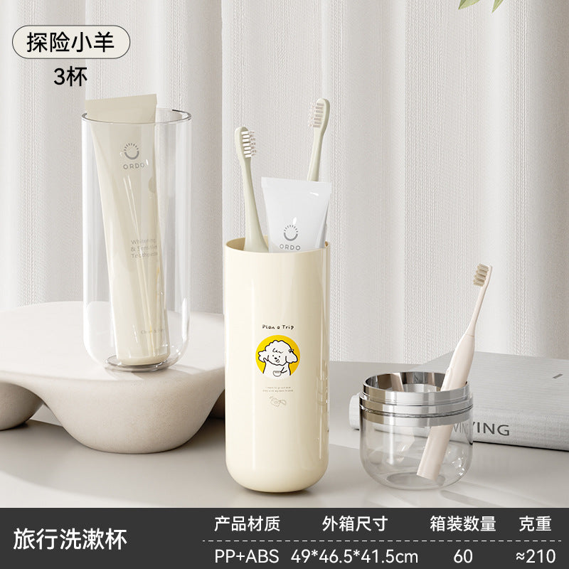 Travel Wash Set Portable Mouthwash Cup Toothbrush Cup Storage Box Student Dormitory Children's Three-piece Wash Cup