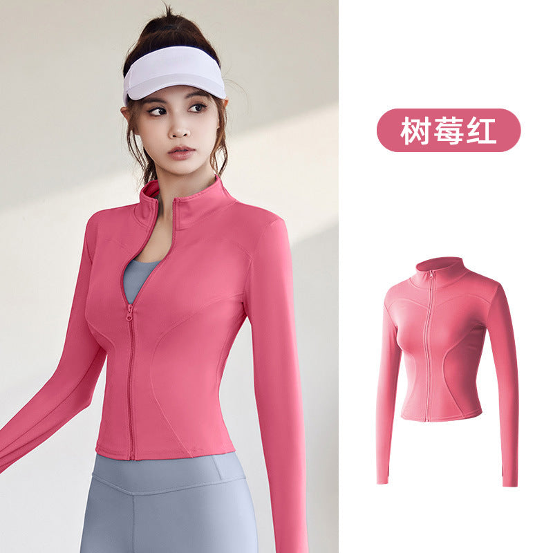 Juyitang Spring and Autumn Sports Jacket Women's Long Sleeve Tights Running Fitness Yoga Clothing Top Jacket
