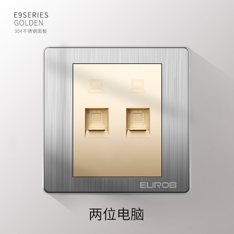 Open switch socket household silver 86 type 5 five-hole plug two or three plug double control wall air conditioner panel