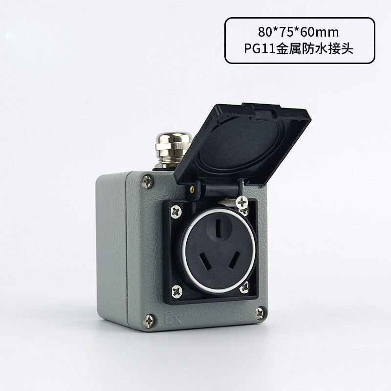 Outdoor cast aluminum socket 220/380V wall plug Five-hole waterproof switch Industrial grade 10/16A surface mounted panel