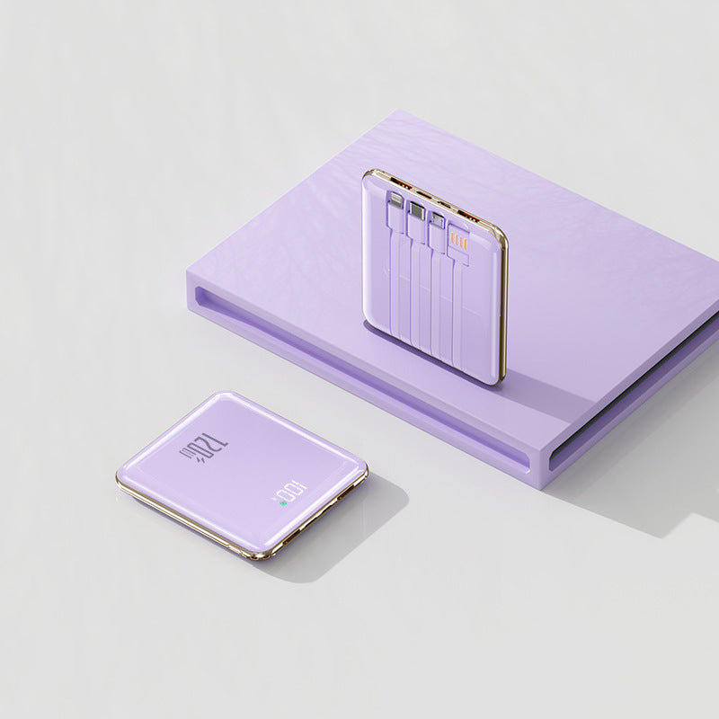 Wholesale Mini Bring Your Own Cable Power Bank 10000 mAh Ultra-thin Portable Compact Mobile Phone Universal Power Bank