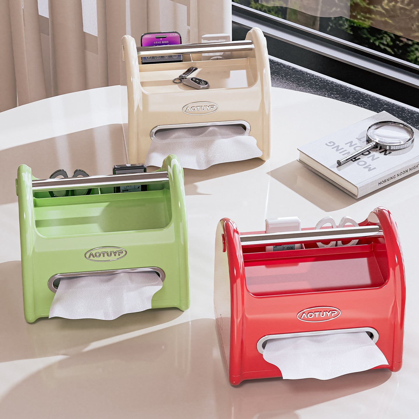 Household living room tissue box ornament remote control storage box creative multi-function light luxury coffee table high value pumping carton