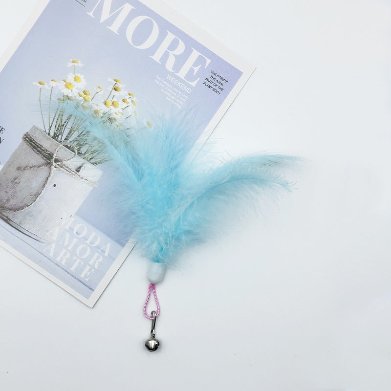 Cat toy cat teaser stick feather bell replacement head pet plush toy cat teaser artifact to relieve boredom pet toy