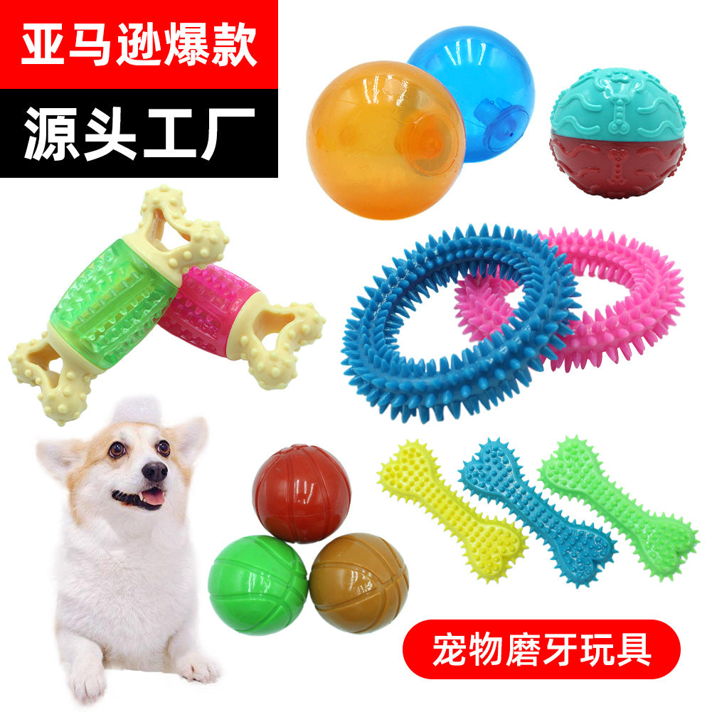 Pet supplies factory wholesale Amazon popular dog toy molar stick can't bite bad toy ball leaks Frisbee