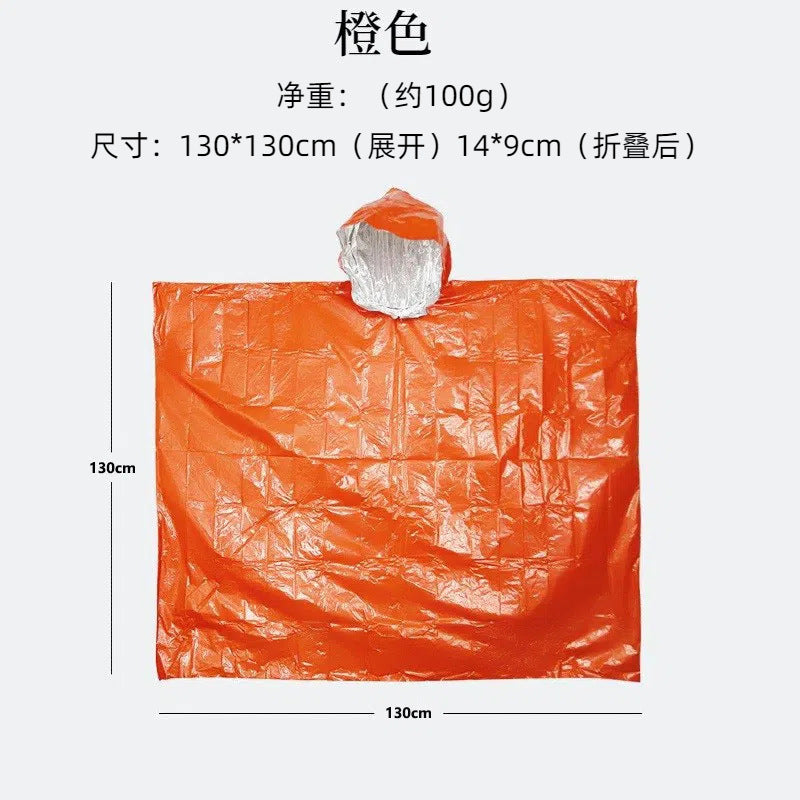 PE aluminum film to keep warm and prevent hypothermia, outdoor camping and hiking, emergency increase, emergency poncho, raincoat wholesale