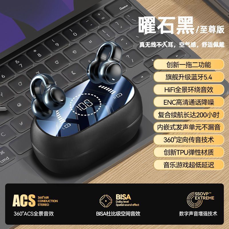 New Bluetooth headset 5.4 ear clip type non-in-ear high sound quality wireless Bluetooth sports headset super long standby ear
