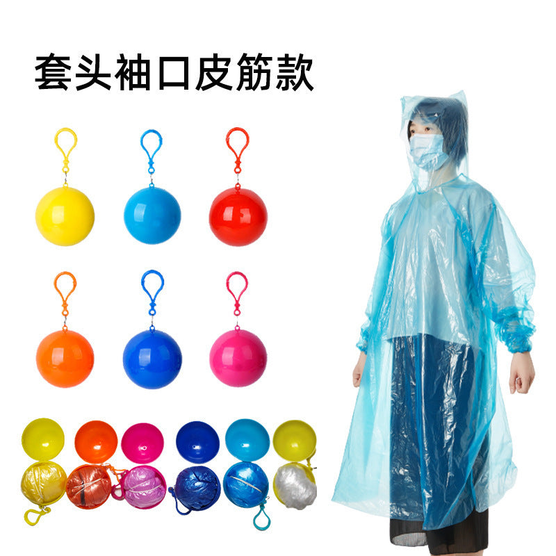 Disposable Outdoor Travel Ball Raincoat Drifting Mountaineering Poncho Children Adult Raincoat Portable Capsule Raincoat