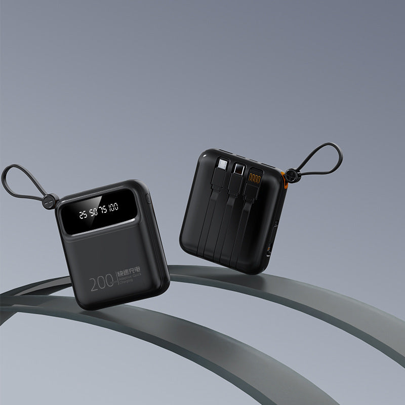 Mini large-capacity self-contained cable 20000mAh power bank, small and portable mobile power supply gift LOGO customization