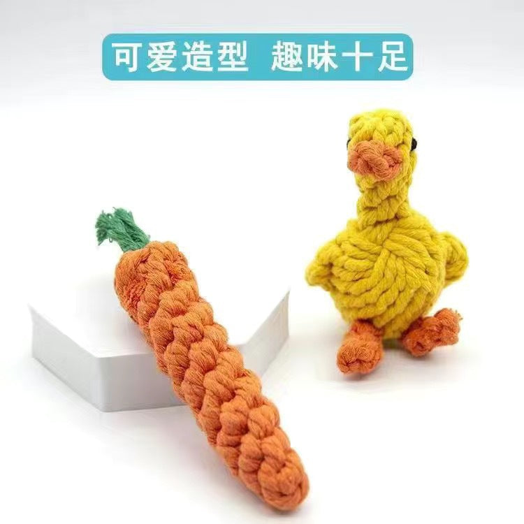 Dog Grinding Tooth Bite-resistant Cotton Rope Toy Small and Medium-sized Dog Dog Toy Knot Toy Frisbee Set Pet Supplies
