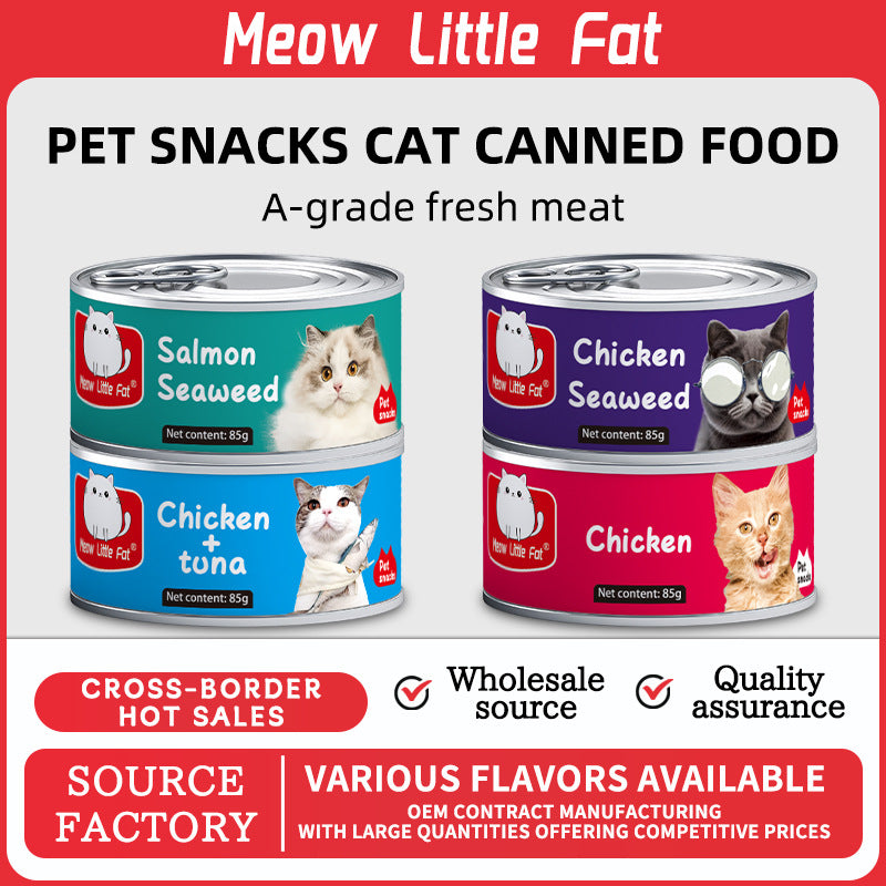 English Cross-border Canned Cat Pet Adult Cat Kitten 85g Foreign Trade Wholesale Full Price Universal Chicken Mousse Canned Cat