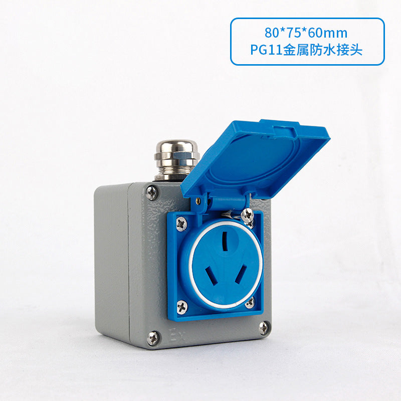 Outdoor cast aluminum socket 220/380V wall plug Five-hole waterproof switch Industrial grade 10/16A surface mounted panel