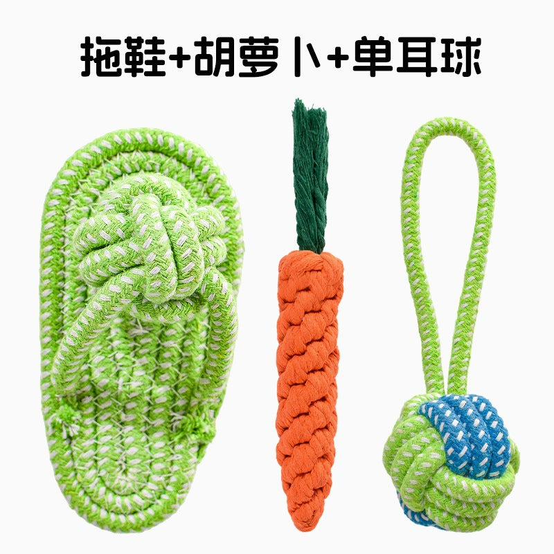 Dog Toys Grinding Teeth Bite-resistant Knot Slippers Small Medium Large Dog Teddy Golden Retriever Bigbear Pet Supplies