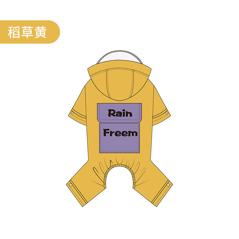 Dog raincoat rainproof four-legged bear teddy corgi raincoat medium and small dog waterproof clothes teddy tractable