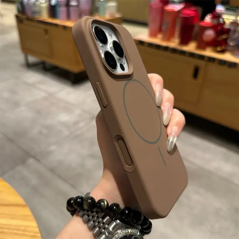 Applicable to iPhone17 liquid silicone thin ring magnetic attraction AI camera button mobile phone case Apple 16promax anti-drop