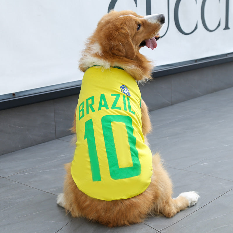 Dog Clothes World Cup Jerseys Thin Medium Large Dog Golden Retriever Teddy Bigbear Husky Samo Corgi Summer Clothing