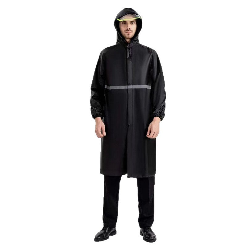 Thickened long one-piece raincoat outdoor travel hiking mountaineering raincoat men's long body light sleeved raincoat