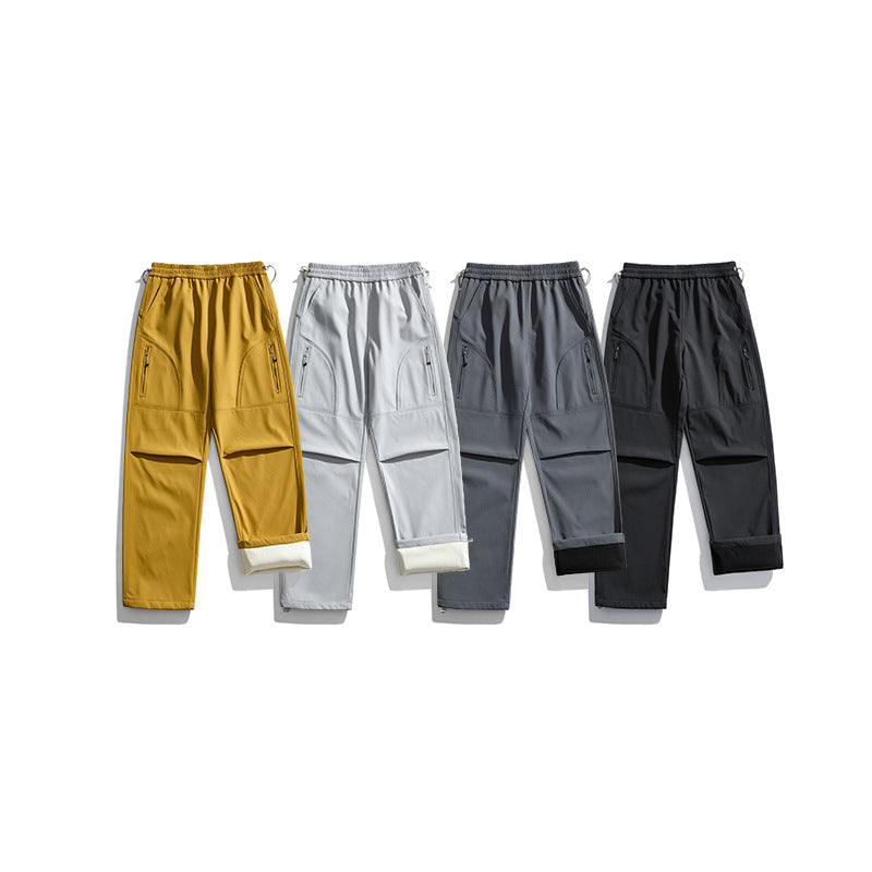 IZEXX tide brand outdoor mountaineering three-proof water-splashing quick-drying sports fleece charge pants men's and women's functional wind overalls