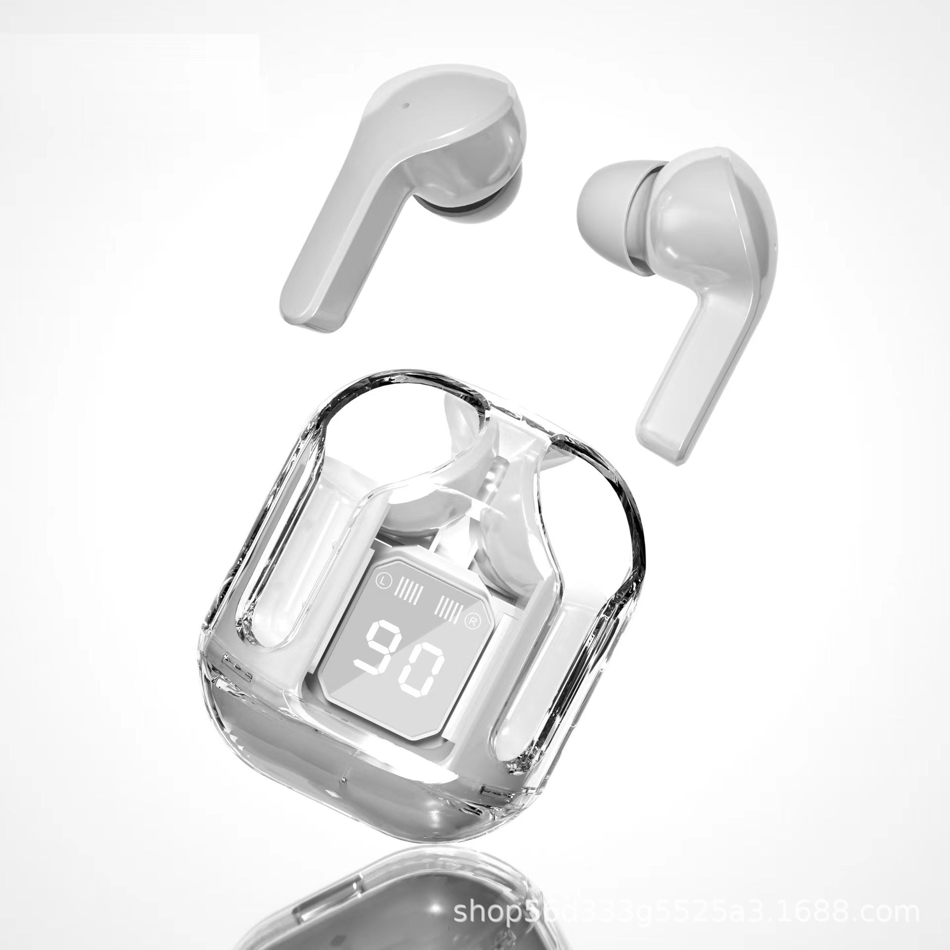 Cross-border generation hot-selling transparent new digital display Bluetooth headset in-ear bilateral stereo charging compartment 1 generation none