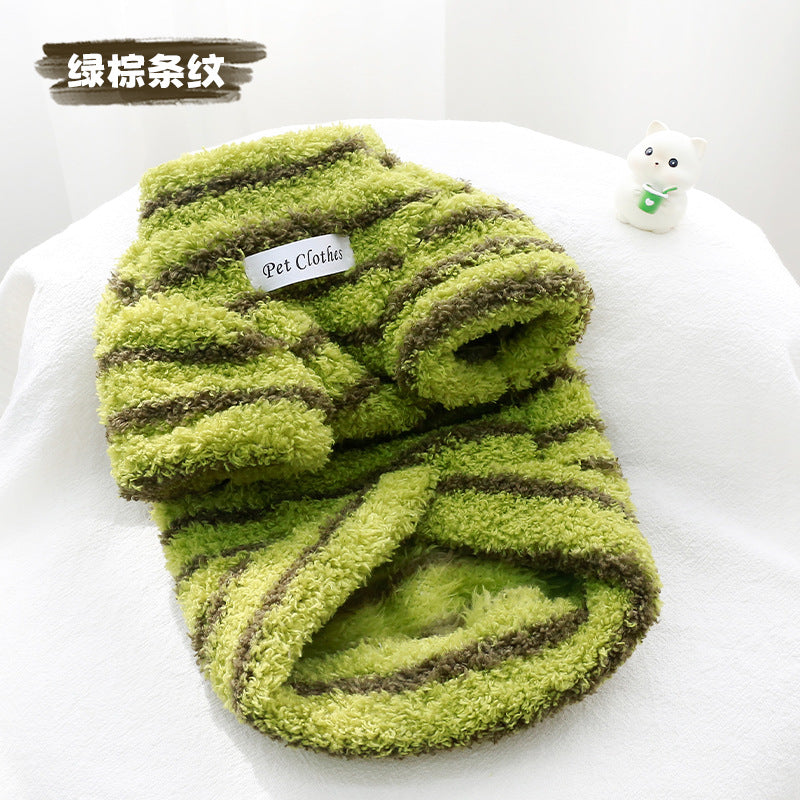 Autumn and winter thickened warm striped sweater, universal for cats and dogs, Bichon Schnauzer Teddy dog clothes factory can send it on behalf of