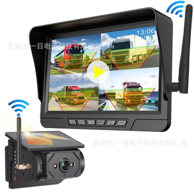 High definition solar vehicle monitoring wiring wireless magnetic dual camera reversing image crane RV