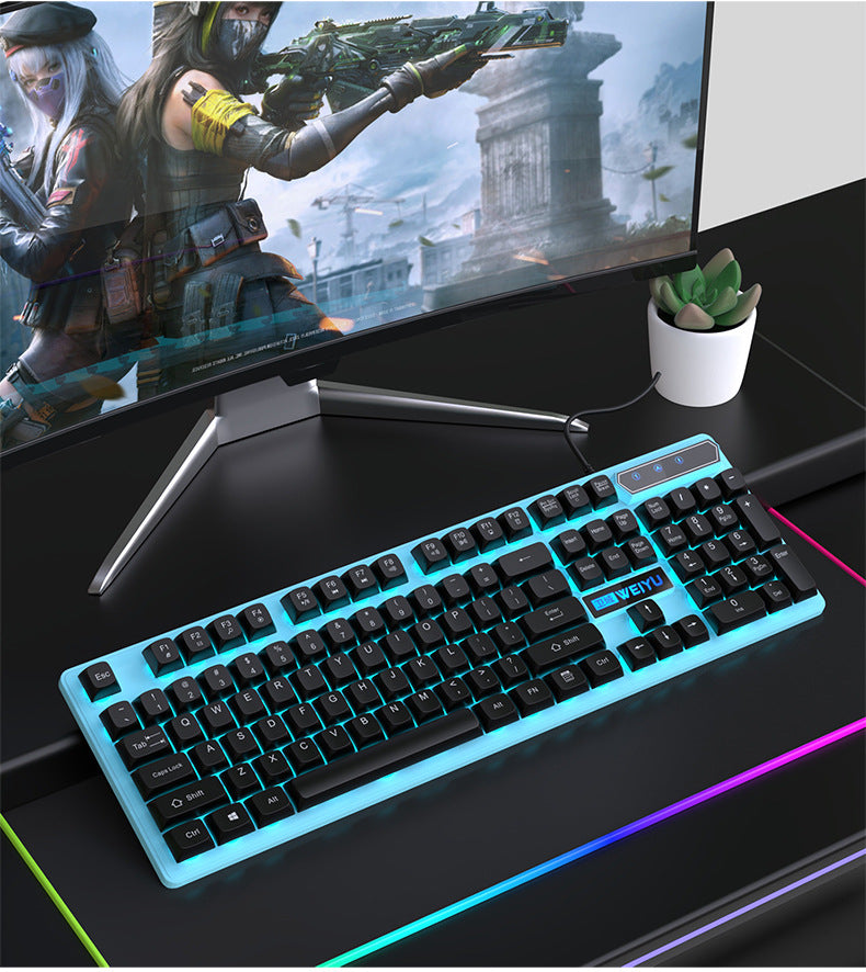 Spot quick delivery mechanical feel wired keyboard mouse luminous set game e-sports computer peripheral accessories wholesale