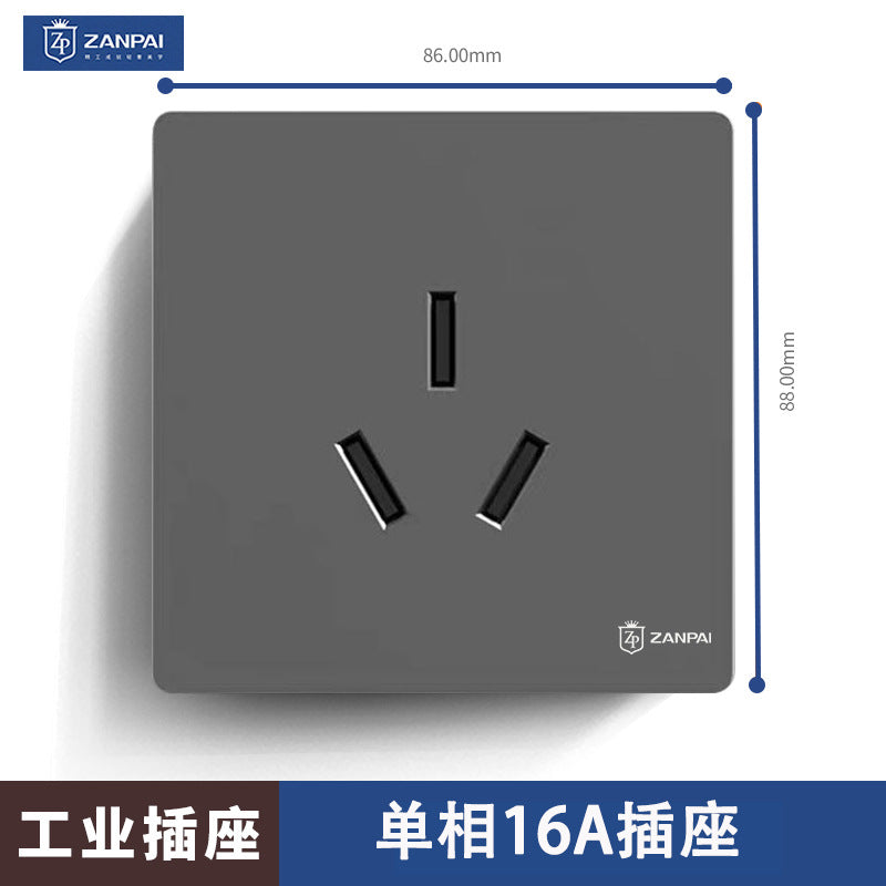 Zan brand 86 concealed 16A air conditioner socket 16a single-phase three-hole high-power industrial surface plug socket panel