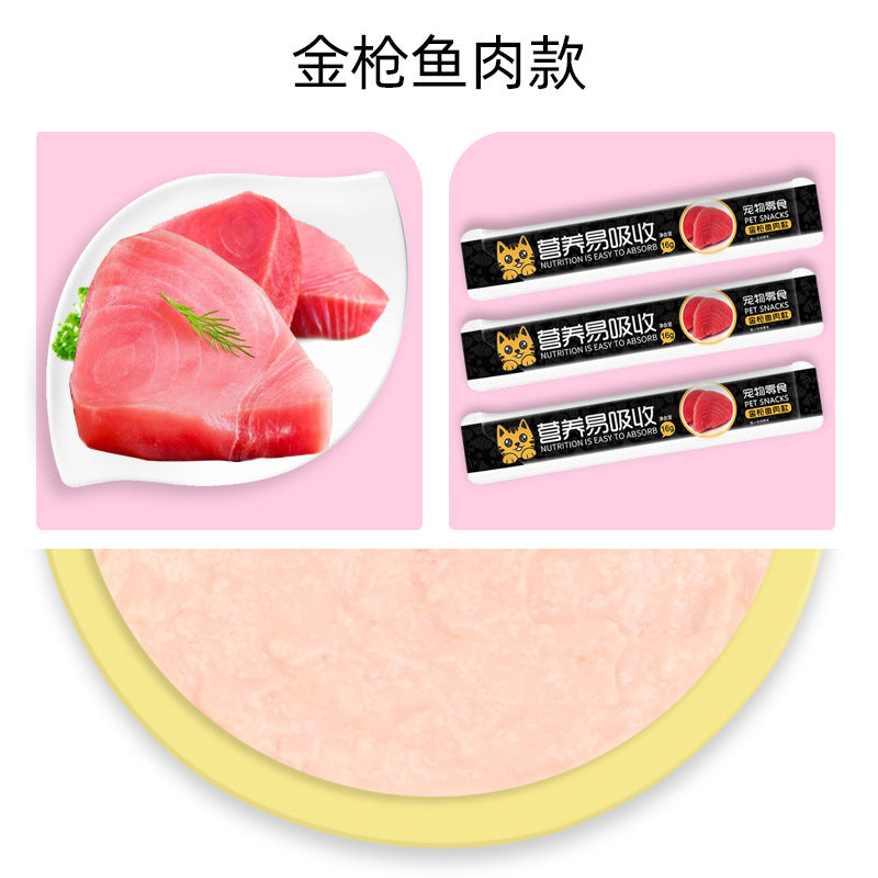 Cat strip wholesale manufacturer FCL 100 pet snacks kitten food milk cake wet food bag cat canned cat snacks