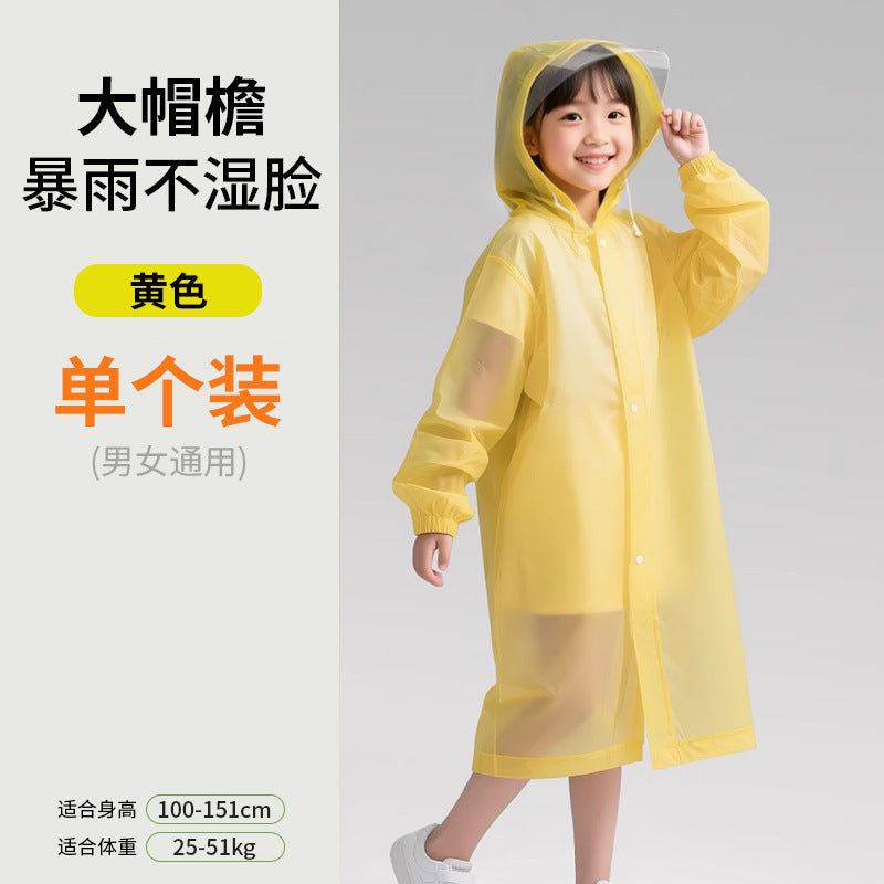 Children with brim portable raincoat thickened long disposable poncho outdoor tourism primary school students go to school amusement park