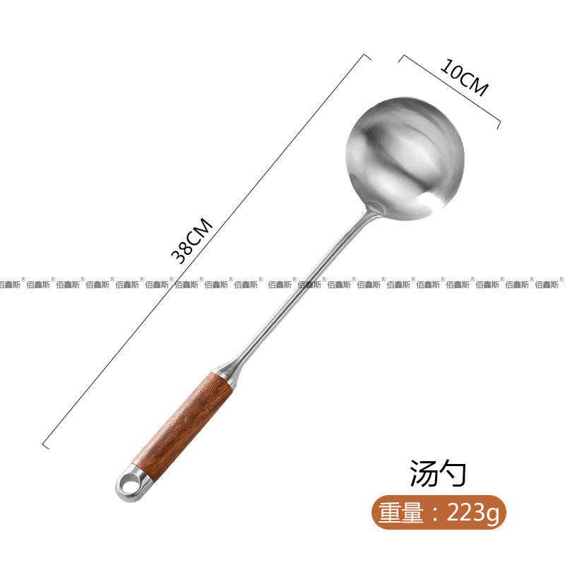 304 stainless steel pot, spatula, kitchenware, pear wooden handle, kitchenware set, spatula, colander, frying spatula, full set of cooking tools