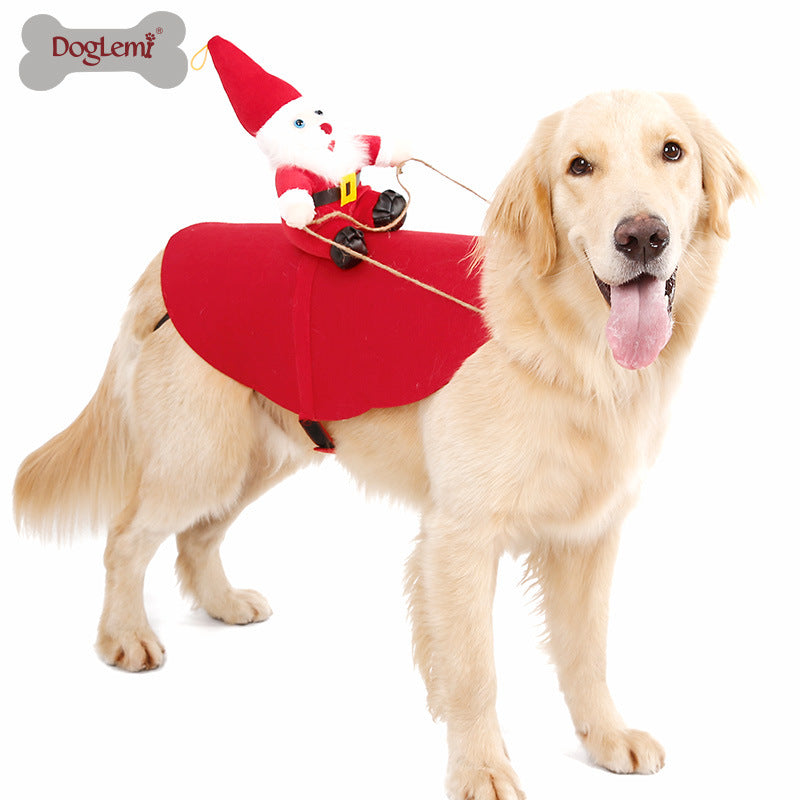 Pet Santa Clothes Reindeer Transformation Costume Holiday Funny Cute Dress Up Dog Cat Party Clothes