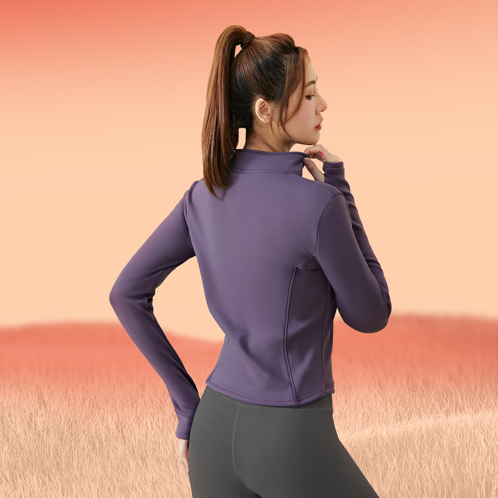 Juyitang winter long-sleeved velvet yoga jacket women's tight and thin fitness sports yoga top