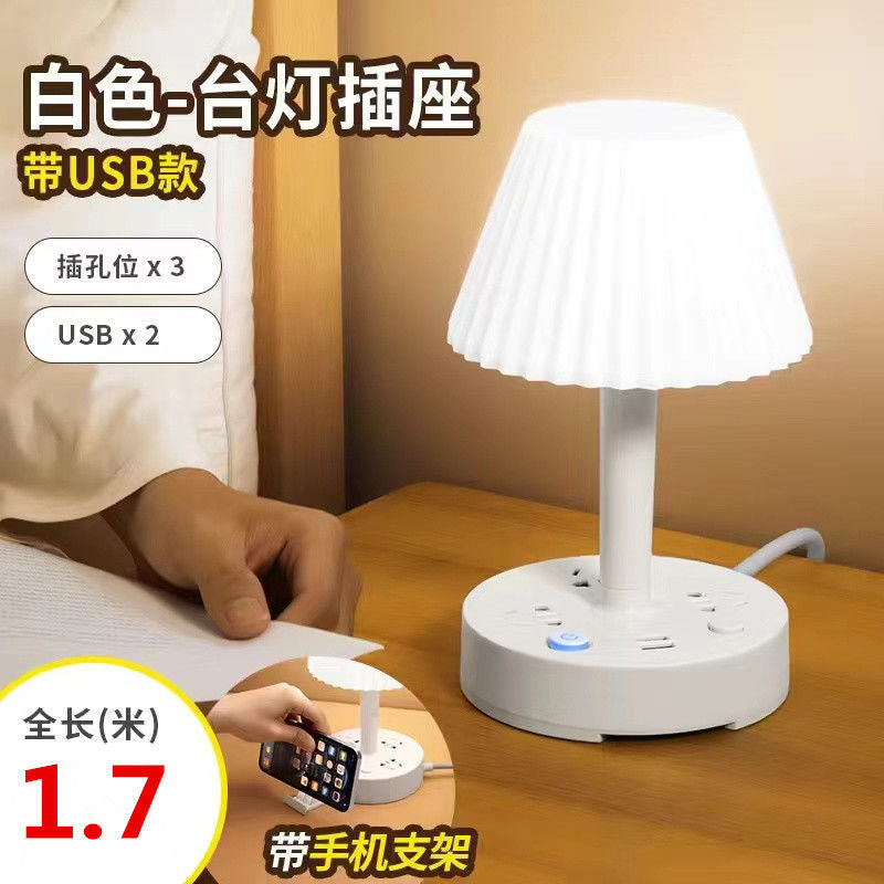 Smart LED Desk Lamp Dimmable Reading Desk Lamp Bedroom Bedside Lamp Student Dormitory Soft Light Eye Protection Lamp USB Socket