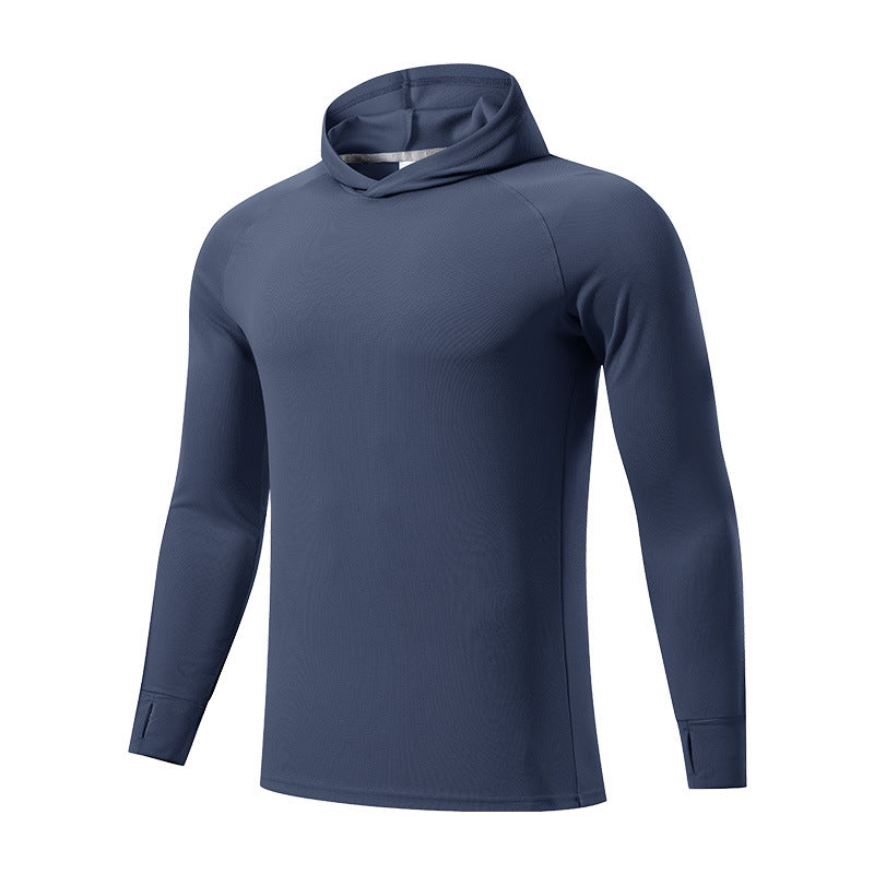 Men's autumn and winter sports sweater hooded moisture-absorbing quick-drying gym clothes top slim-fitting running training long-sleeved outdoor