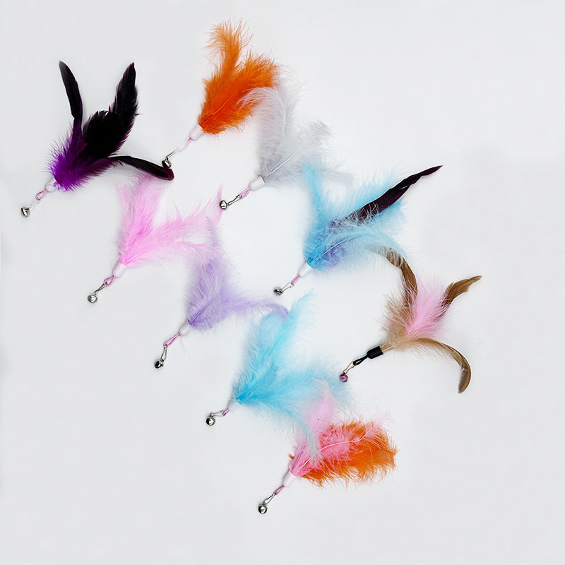 Cat toy cat teaser stick feather bell replacement head pet plush toy cat teaser artifact to relieve boredom pet toy