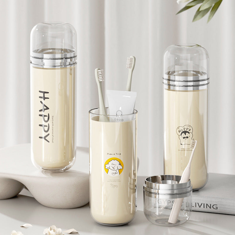 Travel Wash Set Portable Mouthwash Cup Toothbrush Cup Storage Box Student Dormitory Children's Three-piece Wash Cup