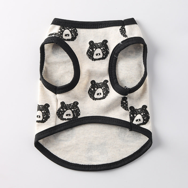 Cat and dog clothes summer vest cotton thin teddy Pomeranian small dog cat British short blue and white handsome breathable anti-hair loss