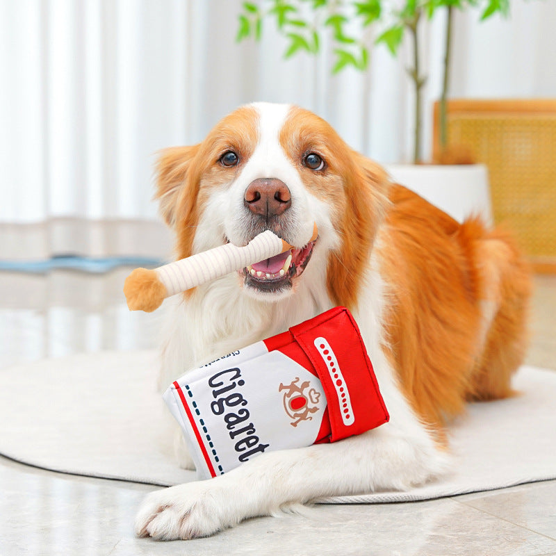 Cross-border new product dog sound toy simulation cigarette belt box pet dog dog gnawing toy Amazon bb bark