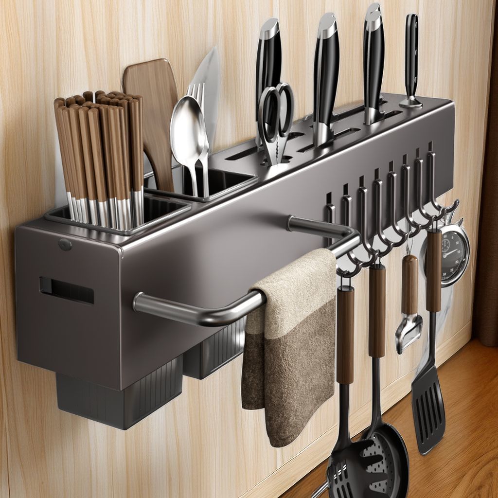 Thickened knife holder No punching Kitchen rack Kitchen supplies Multifunctional wall-mounted chopsticks cartridge vegetable knife storage