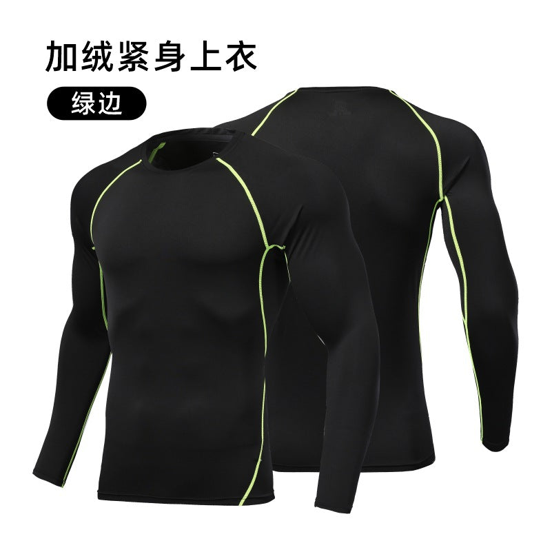 Sports tight suit, quick-drying moisture-absorbing football suit, running base, long-sleeved outdoor velvet thermal high-elastic cycling suit