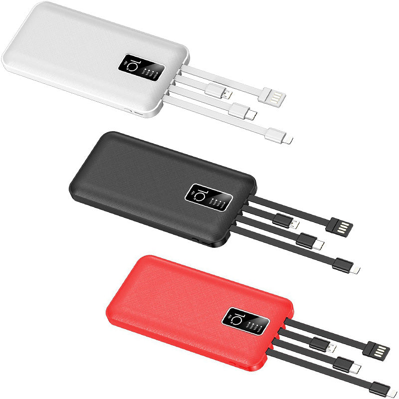 Power bank with cable Customized LOGO wholesale Ultra-thin large capacity 20,000 mAh Chong mobile phone universal mobile power supply