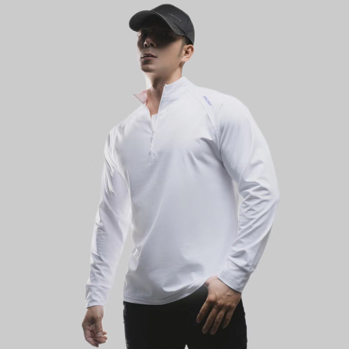 Autumn outdoor quick-drying T-half zipper long-sleeved T-shirt men's casual running fitness training clothes sports top