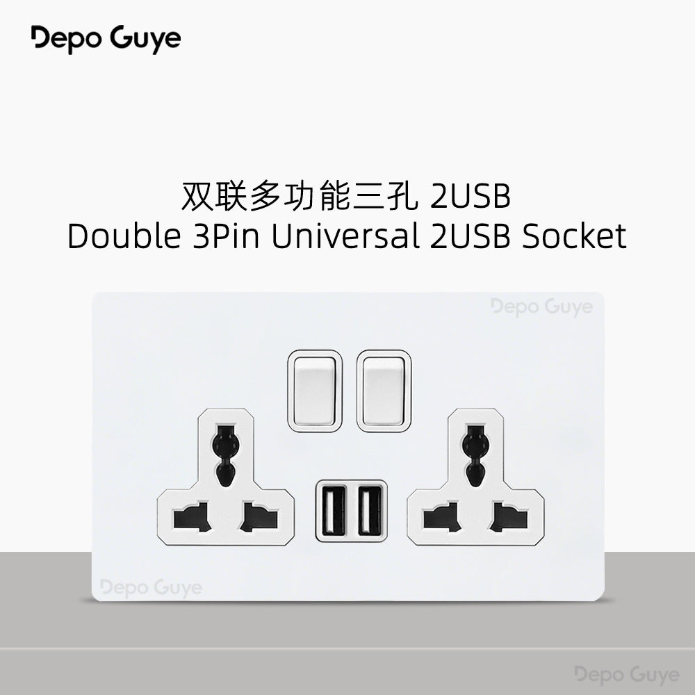 Foreign trade simple wind stainless steel switch panel 86 type concealed Hong Kong and Macao British standard European socket brass lever