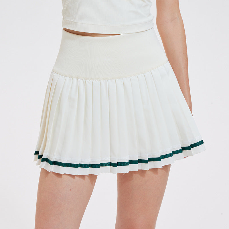 Cross-border new shockproof gathering sports underwear integrated contrasting color fitness bra breathable nude tennis suit set